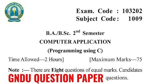 Gndu BA / Bsc 2nd Semester Computer Application Question Paper | Computer Application Paper 2023