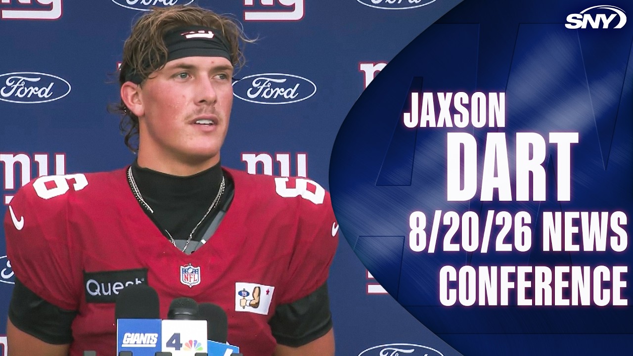Giants QB Jaxson Dart talks eventful joint practice with the Dolphins