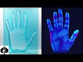 Hand Print in Epoxy Resin with UV Reactive Invisible Germ Demonstration