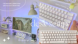 Aesthetic desk setup makeover 2023 | unboxing womier wk61 keyboard screenshot 5