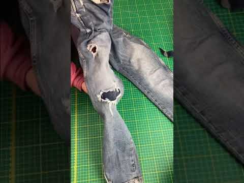 How to patch up your jeans and make them look cool, no sewing skills. #shorts