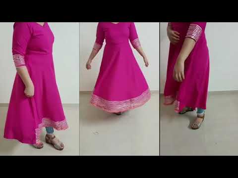 Side Slit frock style kurti cutting and stitching//Front Slit kurti cutting  and stitching - YouTube