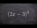 Using binomial expansion to expand a binomial to the fourth degree