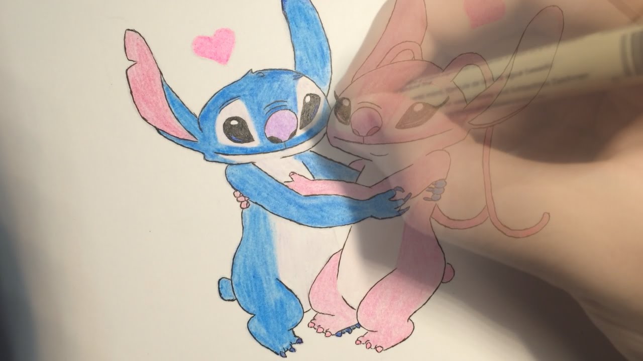 How to draw Stitch with Angel - drawing timelapse - YouTube