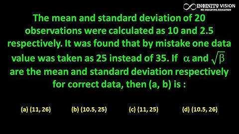 Statistics: The mean and standard deviation of 20 observations were calculated as 10 and 2.5