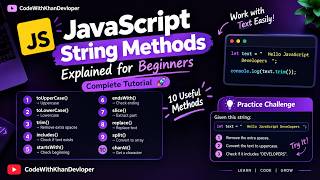JavaScript String Methods Explained for Beginners | Complete Tutorial 🚀