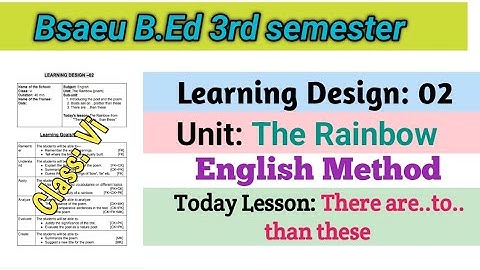 B.ed 3rd Sem english method learning design || English 60 learning design for b.ed 3rd sem