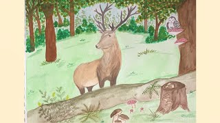 deer painting beginners forest nature
