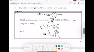 Tutorial LU 4 Sequences and Series