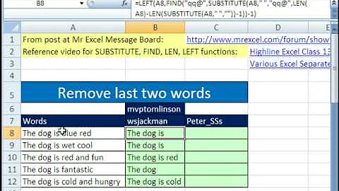 Excel Magic Trick 393: Remove Last Two Words From Column Of Data