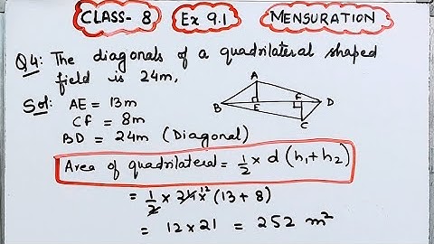 Diagonals of quadrilateral shaped field is 24 & Perpendicular dropped on it from remaining opposite