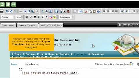 Using layout templates in RVSiteBuilder