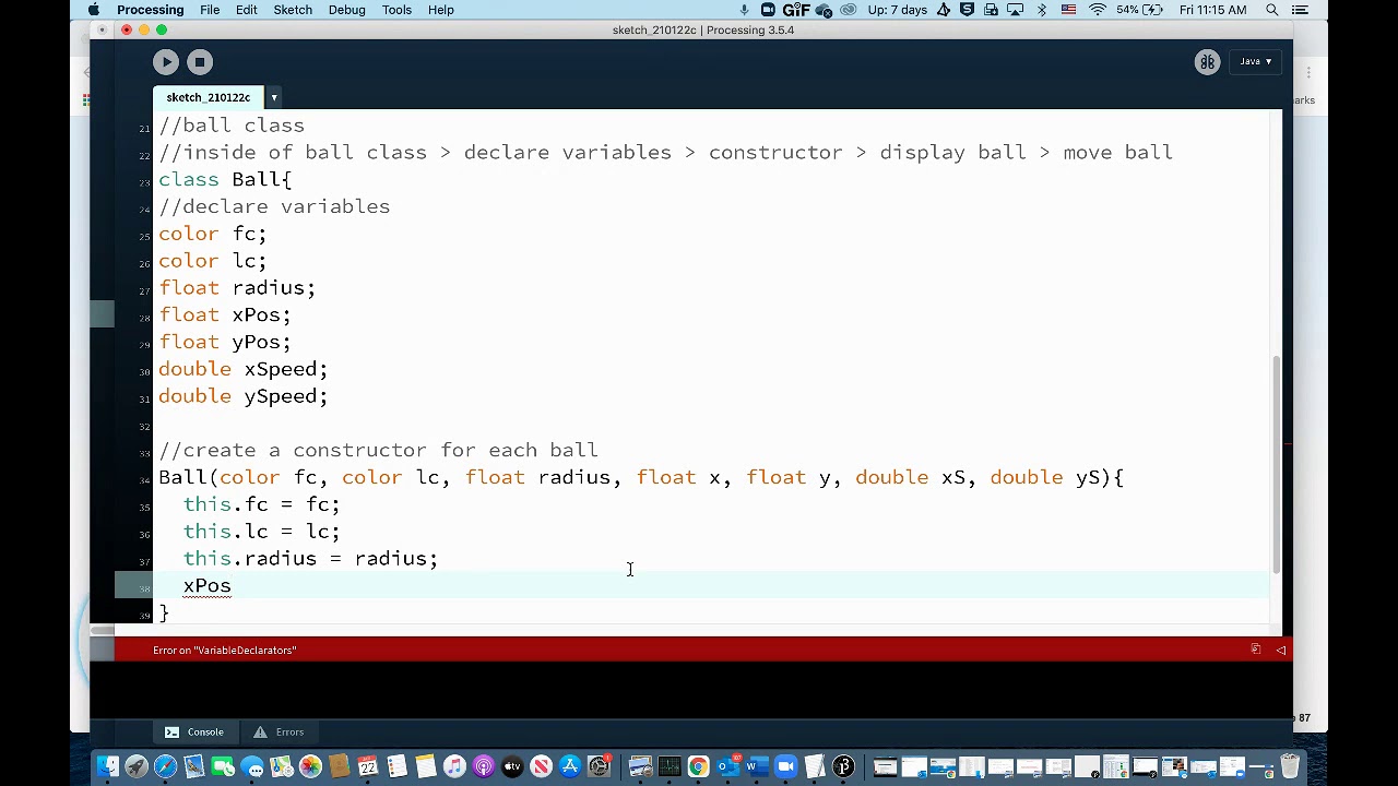 Processing Balls with Arrays YouTube