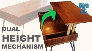 Building a hidden lift top / dual height coffee table, with retro style hairpin legs and storage cubby. In this video (Part 2 of 2) I focus on 