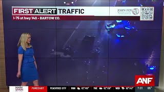 Fatal crash shuts down a portion of I-75 in Bartow County