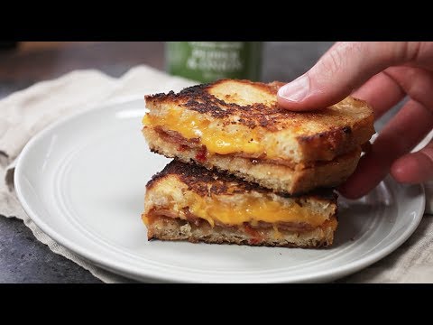 Bacon Grilled Cheese with Pepper & Onion Relish