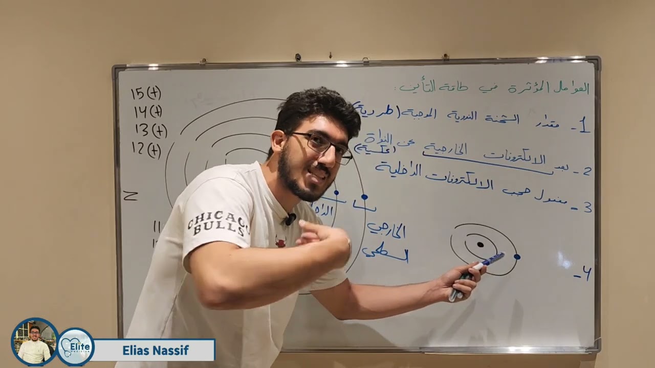 كيمياء الفصل التالت || العوامل المؤثرة في طاقة التأين (4)