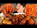 ASMR MUKBANG | SPICY SEAFOOD BOIL OCTOPUS, GIANT SHRIMP, ENOKI MUSHROOMS EATING SHOW