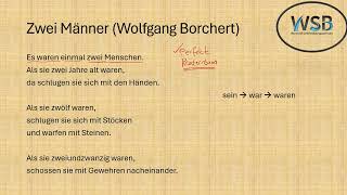 Präteritum B1 | Text: Zwei Männer | Autor: Wolfgang Borchert | Türkçe anlatım  #almancaöğren