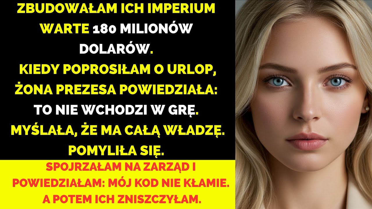 Zautomatyzowałam rurociąg wart 180 milionów dolarów — ale gdy poprosiłam o urlop, żona prezesa...