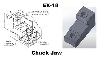 Solidworks tutorial of Ex 18 Chuck Jaw  Geometric Shapes from the second assignment of LernVern