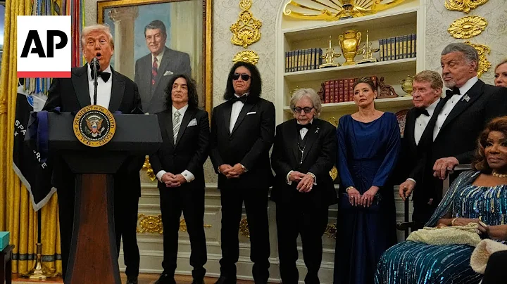 Trump awards medals to Sylvester Stallone, Gloria Gaynor, George Strait, Kiss and Michael Crawford