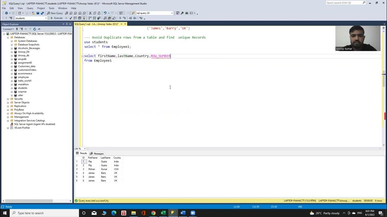 SQL Query, Find Unique records from data. - YouTube