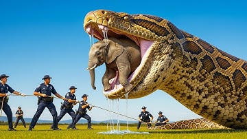 Heroic Rescue Team Battles Giant Snake to Save Trapped Elephant