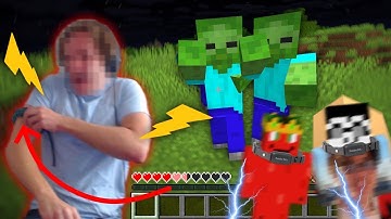 Minecraft But We Get SHOCKED If We Take Damage...
