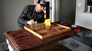 Using my favorite project material reclaimed fence pickets / pallet wood. A nice shelf to hang your coffee mugs and wine glasses on.