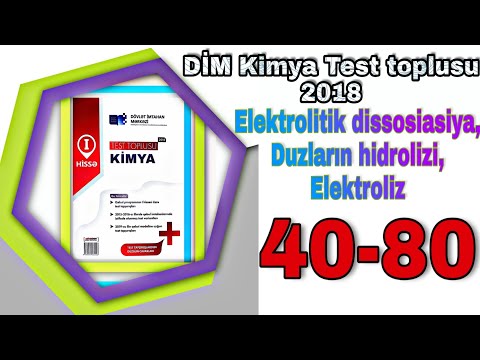 DİM kimya test toplusu Elektrolitik Dissosiasiya, duzların hidrolizi, elektroliz 41 - 80