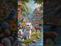 🐱 ফুলের বনে সাদা বিড়ালের নাচ | Bengali Kids Song 🌈#KidsSong#CartoonSong#animation