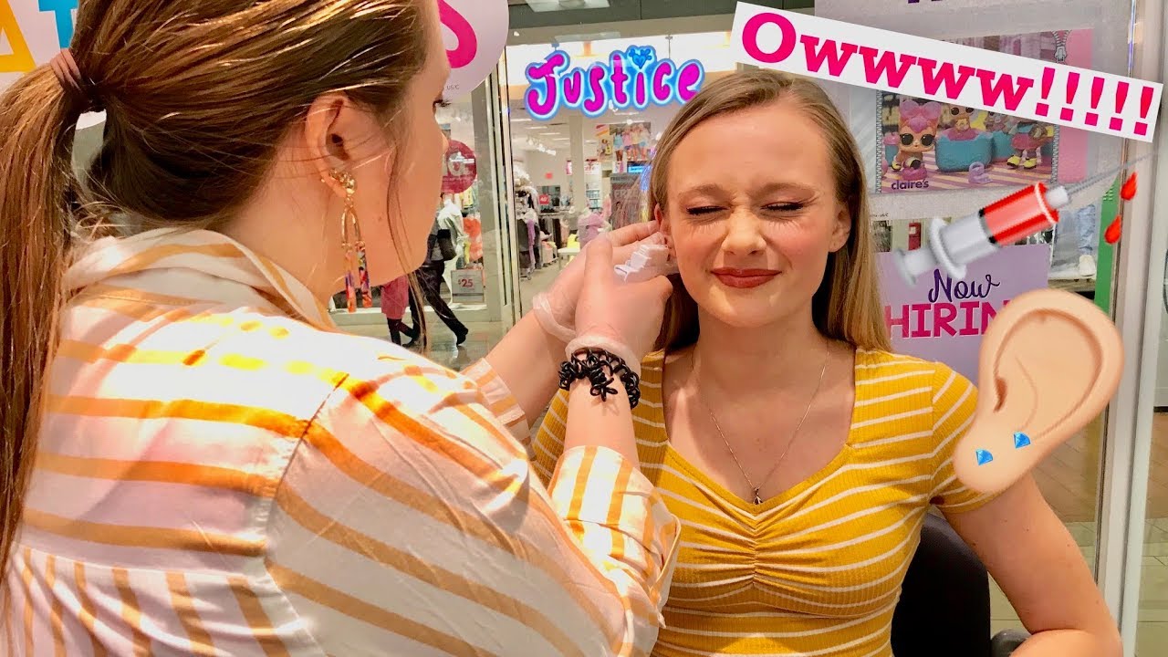 2nd Ear Piercing at Claire's and Spring SHOPPING at the Mall YouTube