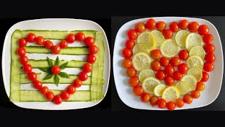 2 Beautiful Salad Decoration Idea / Tomato and Cucumber Plate Decoration /Easy Salad Carving Garnish