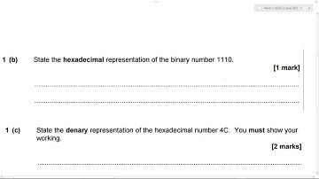 Q1b) binary to hex (AQA Computer Science June 2015 revision)