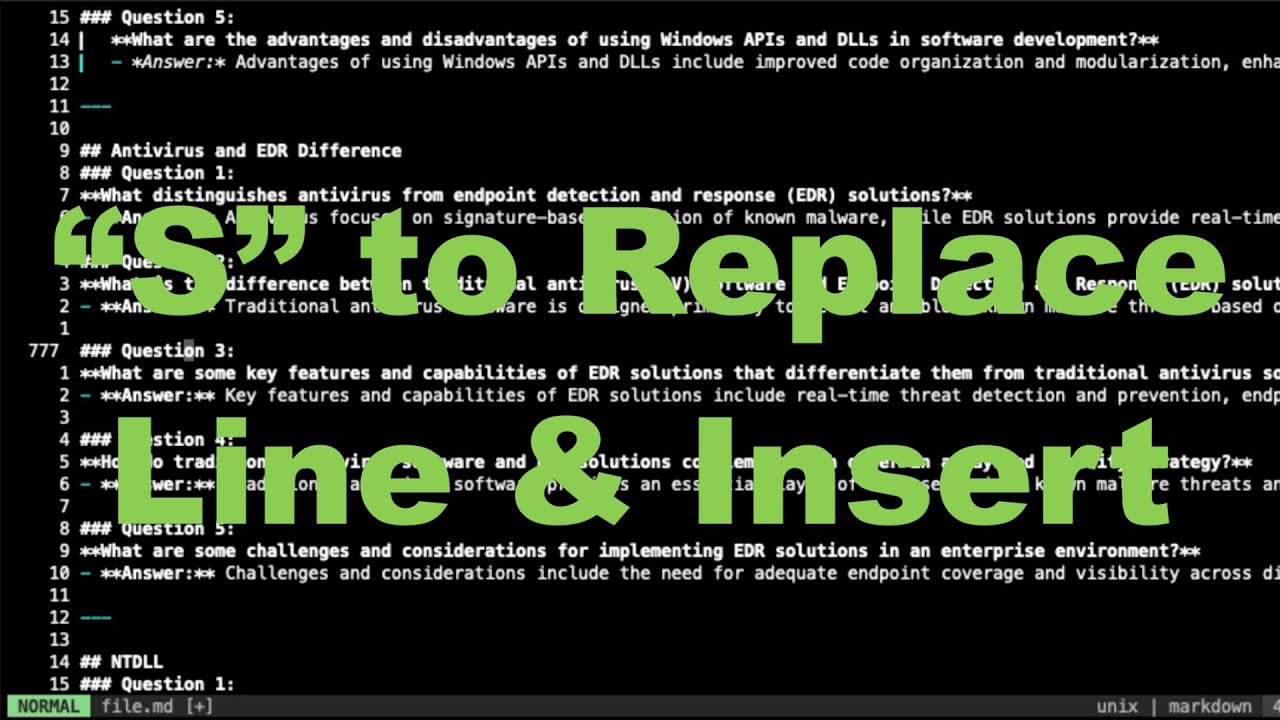 vim-tip5-S: How to replace line and enter insert mode - YouTube