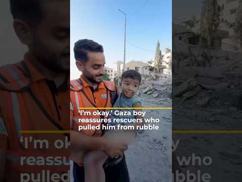 Palestinian boy says ‘I’m okay’ after rescue from Gaza rubble | AJ #shorts