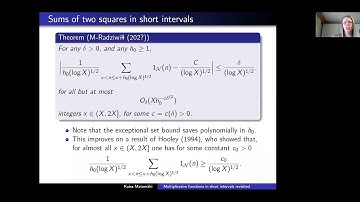 Kaisa Matomäki: Multiplicative functions in short intervals revisited (NTWS 009)