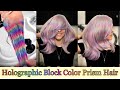 Holographic block color prism hair  superpower