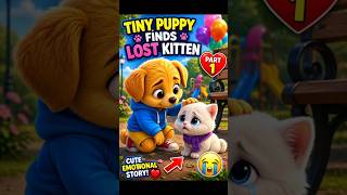 Tiny Puppy Helps a Lost Kitten 🐶🐱 | CutePixar Style Animation #shorts #puppy #kitten #pixaranimation