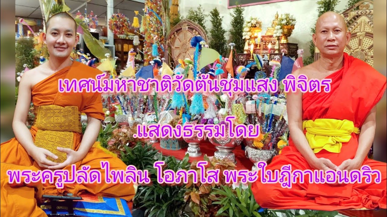 เทศน์มหาชาติวัดต้นชุมแสง พิจิตรแสดงธรรมโดย..พระครูปลัดไพลิน-พระใบฎีกาแอนดริว ติดต่อ093-5287566