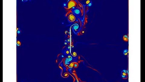 A blade oscillates in a low-viscosity fluid: LBM simulation