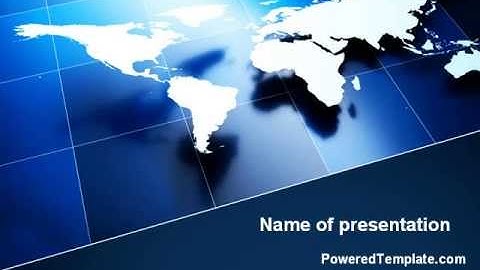 Deep Blue World Map PowerPoint Template by PoweredTemplate.com
