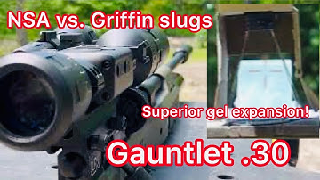 Griffin has the best Umarex gauntlet .30 .cal slugs for small game? ballistics gel and chronograph.