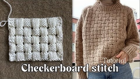 Knitting pattern : Checkerboard stitch tutorial 🧶🤍 How to knit a checkerboard stitch