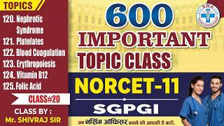 600 Imp Topic Class NORCET 11/ SGPGI. Class-20 By-Mr. Shivraj Sir