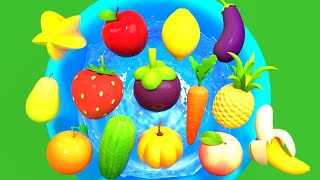 Φρούτα και Λαχανικά 3D Animation μπλε λεκάνη