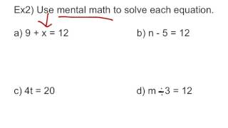 Equations and Mental Math