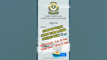 Coast Guard Navik DB GD Admit Card 2026 #icg #coastguard #shorts #youtubeshorts #admitcard #exam