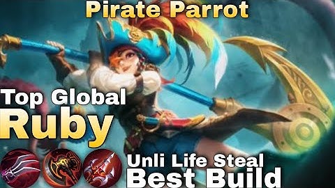 RUBY NEW "STARLIGHT" SKIN (PIRATE PARROT) | RUBY BEST BUILD | TOP GLOBAL RUBY GAMEPLAY | MLBB
